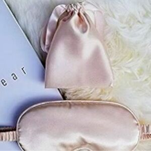 Satin Sleep Mask and Drawstring Pouch Set - Blush Pink